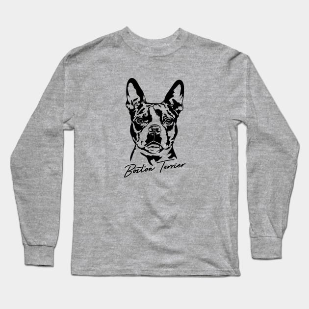 Boston Terrier Portrait dog lover Long Sleeve T-Shirt by wilsigns